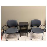(2) Rolling Guest Chairs & Side Table