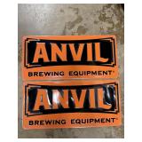 Pair of 22' ANVIL Brewing Equipment Metal Signs