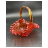 Fenton Amberina Hobnail Glass Basket