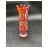 Amberina Pressed Glass Swung Vase, UV Reactive