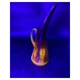 Amberina Crackle Swung Glass Pitcher Vase