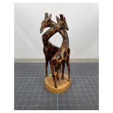 Kenyan Kamba Carved Giraffe Trio Sculpture