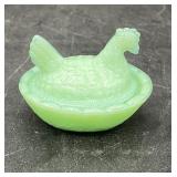 Mini Jadeite Hen on Nest Salt Cellar