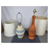Plasto Orange Lamp & Blue Ceramic Lamp