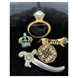 Novelty Rhinestone Figural Brooch Collection