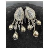 Egyptian Revival Dangle Clip-On Earrings