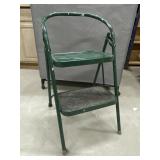 Vintage Green Metal 2-Step Stool