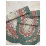 3 Braided Oval Area Rugs, Green & Burgundy