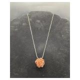 Sterling Chain & Rose Pendant 3.49g