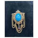 Ciner Faux Turquoise Rhinestone Pendant