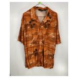 Orange Tiki Hawaiian Shirt Large
