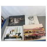 4 Decorative Prints - Cars, Tiger & Dog