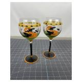 Hand-Painted Halloween Wine Glasses, Pair