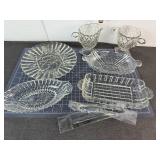 Vintage Clear Pressed Glass Serving Pieces