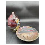 Signed Studio Pottery Vase & Bowl, 2