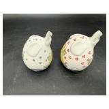 Floral Ceramic Elephant Figurines, Pair