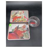 Coca-Cola Santa Trivets & Hershey's Bowl
