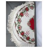 Fringed Poinsettia Christmas Tree Skirt