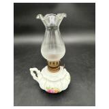 7' Mini Porcelain Floral Oil Lamp, Japan