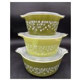 Pyrex Spring Blossom Green Casseroles, 3 Pc
