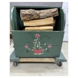 Hand-Painted Rolling Firewood Cart
