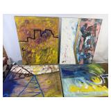 4 Titled Abstract Acrylic Paintings