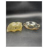Indiana Glass Diamond Point & Amber Dishes