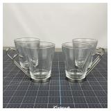 4 Bormioli Rocco Glass Mugs w/ Metal Handles