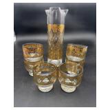 Culver Valencia Gold Glassware, 8 Pieces