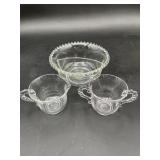 Candlewick Bowl & 2 Handled Creamers