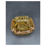 Amber Bubble Glass Ashtray