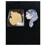 Art Deco Revival Lady & Lucite Brooches