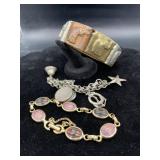 Coro Charm, Elephant & Art Glass Bracelets