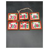 Needlepoint Joy Love Peace Ornaments - 6