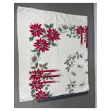 Poinsettia Candle Christmas Tablecloth