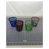 Bohemian Cut-to-Clear Art Glass Tumblers, 4
