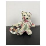 Floral Fabric Teddy Bear with Portrait Tag