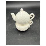 Pier 1 Teapot & Teacup Salt Pepper Set