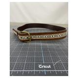 Brown Belt with Geometric Woven Trim