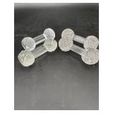Cut Glass Dumbbell Knife Rests, Set of 4