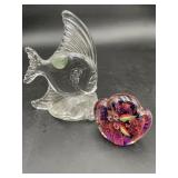 Aquarium Art Glass Paperweight & Glass Fish