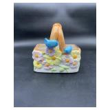 Ceramic Flower Basket Planter with Bluebirds