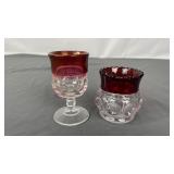 Ruby-Flashed EAPG Goblet & Spooner