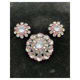 Made in Austria Rhinestone Brooch & Earrings