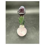 Pink Spatter Art Glass Floral Perfume Bottle