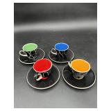 4 Hues ï¿½n Brews Demitasse Cups & Saucers