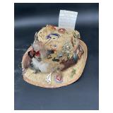Friendship Pin & Feather Straw Hat