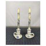 Holland Taper Candles & Delft-Style Holders