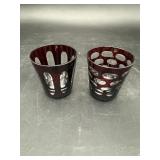 Bohemian Ruby Cut-to-Clear Tumblers, Pair