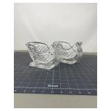 Pair St. George Crystal Sleigh Candy Dishes